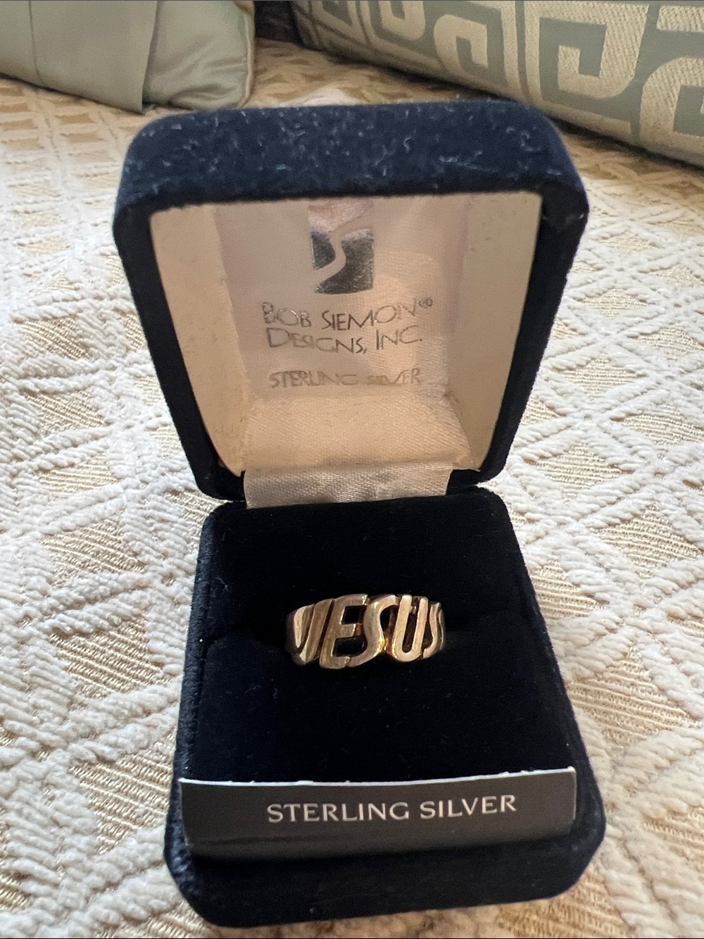 Bob Siemon Sterling Silver "JESUS" Statement Ring in Silver
